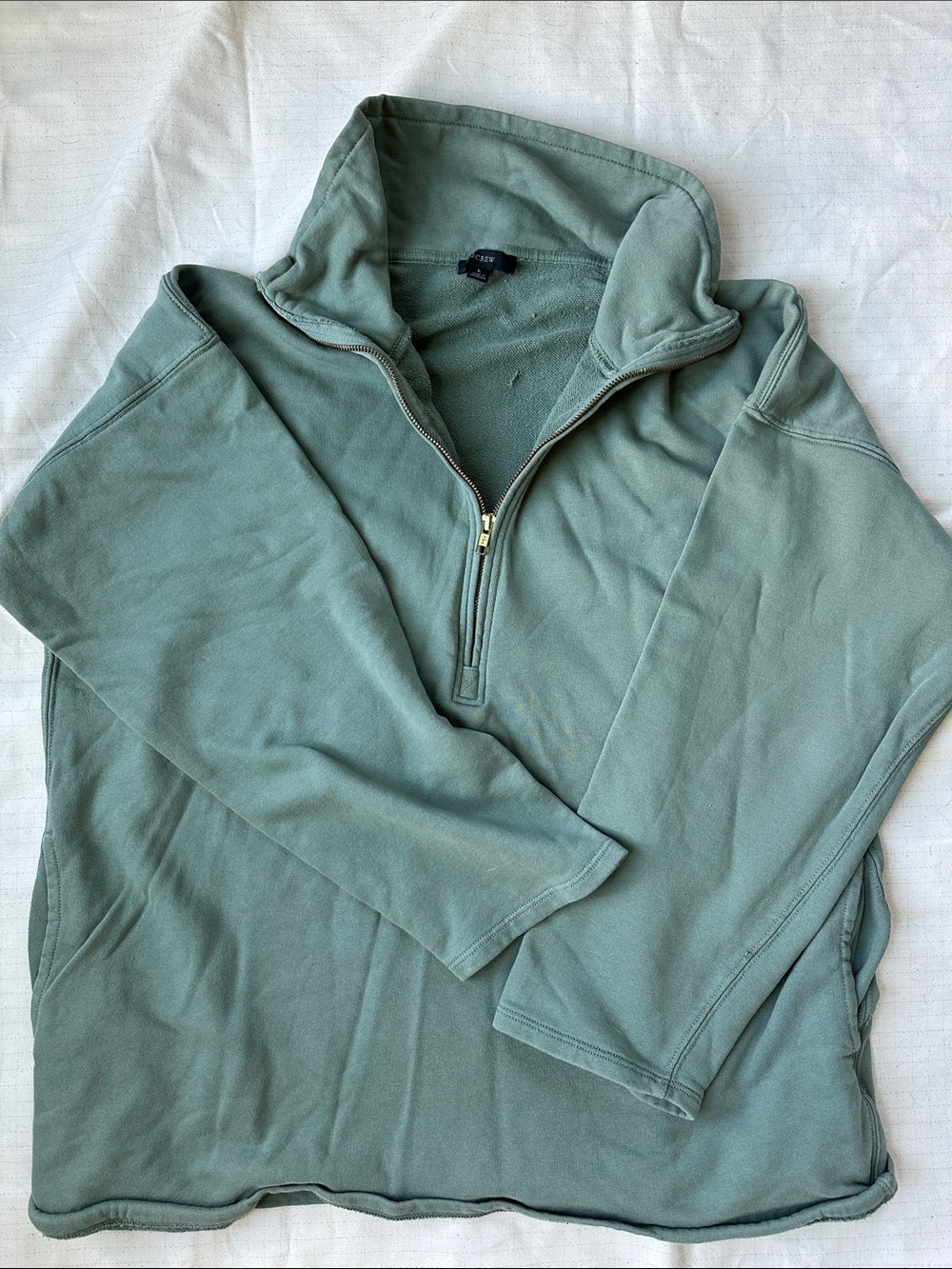 J. Crew Cozy Oversized Women’s Quarter-Zip Pullover in Sage Green